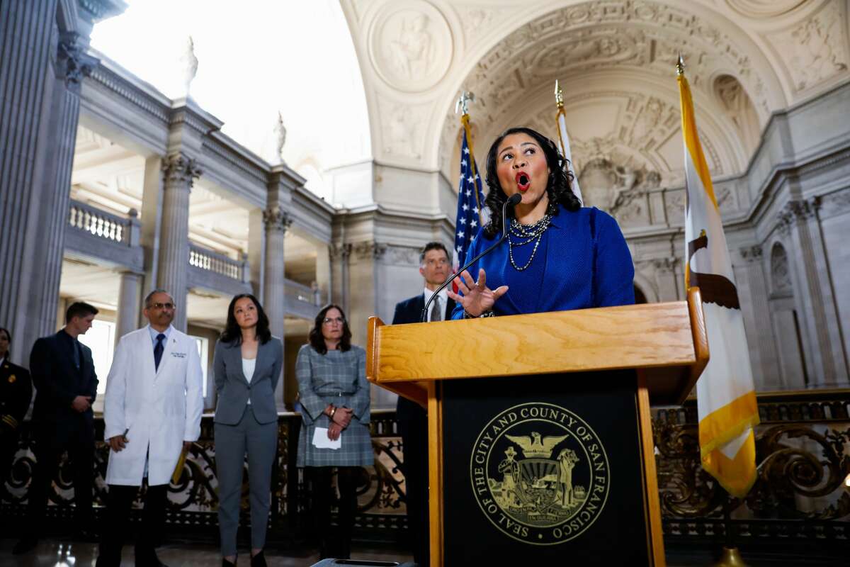 San Francisco Mayor London Breed announces a state of emergency due to the global outbreak of the coronavirus during a press conference at City Hall on Tuesday, Feb. 25, 2020 in San Francisco, California.