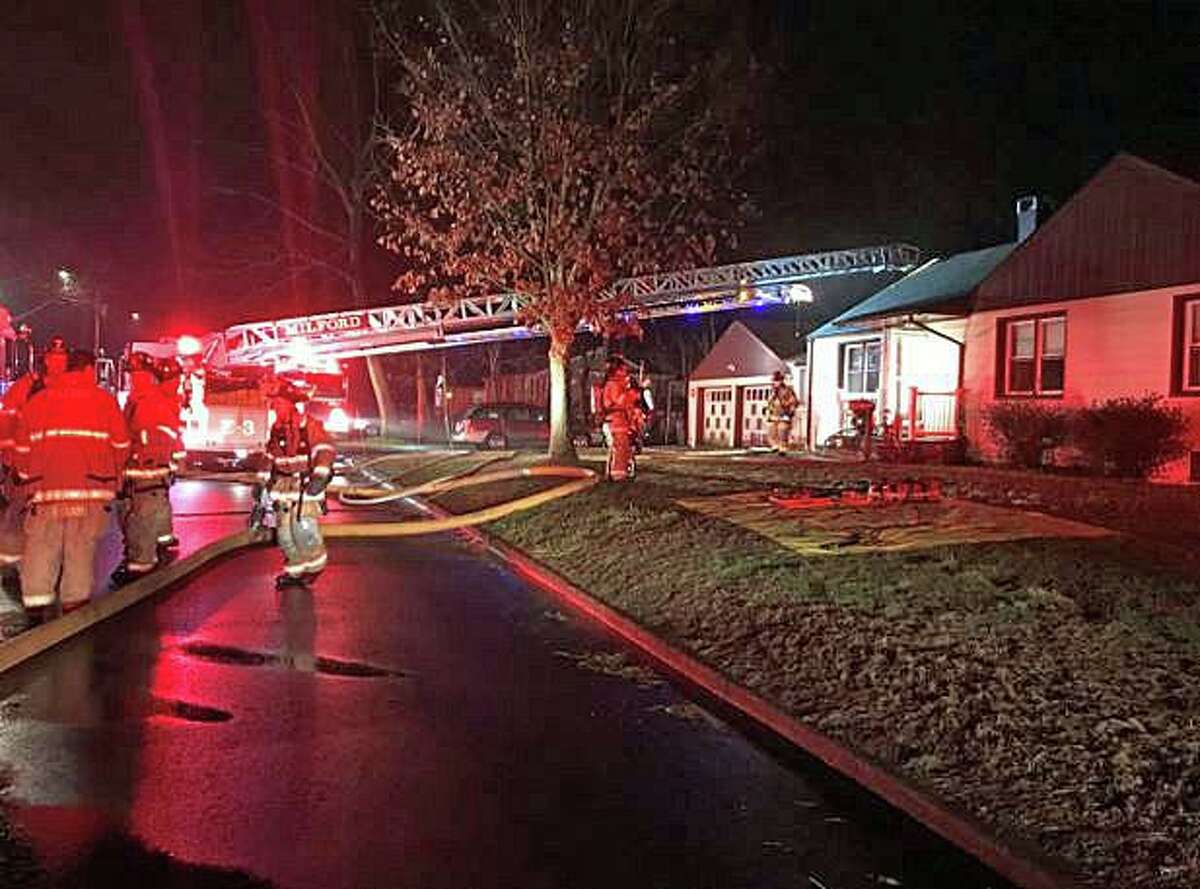 Two small dogs were rescued by Milford firefighters after an intense kitchen fire broke out in an Elizabeth Street house Tuesday evening on March 3, 2020. The call came in at 7:51 p.m. from the Standard Alarm monitoring company for a smoke detector activated in a hallway in the single-family home. The owner, who is deaf, did not hear the alarm from the smoke detector, but luckily had a hard-wired system that is monitored by a 24-hour service. There were no injuries reported. The kitchen sustained extensive damage and the rest of the house had heavy smoke and heat damage.