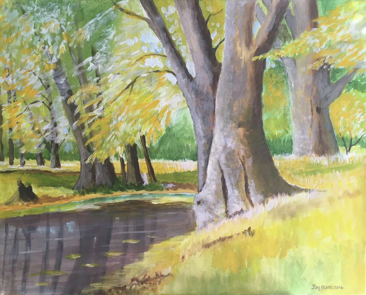Kent Memorial Library is presenting an exhibit of art by Cornwall artist Ray Olsen March 13 through April 29. “Wilderness of New England” will be on view at the 32 North Main St. library. Above is “Autumn Stream,” an acrylic on canvas.