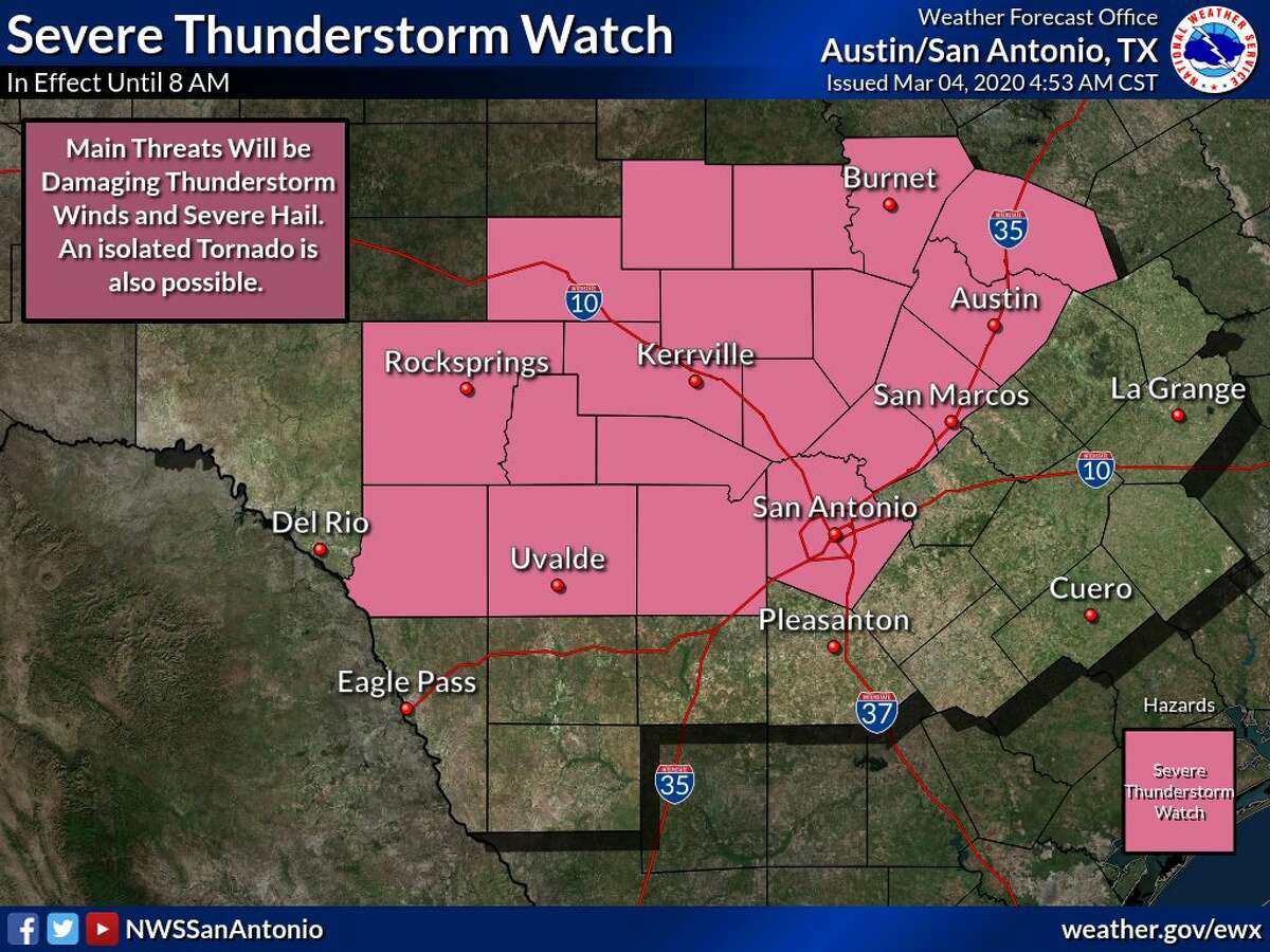 Nws severe thunderstorm watch over for san antonio more afternoon