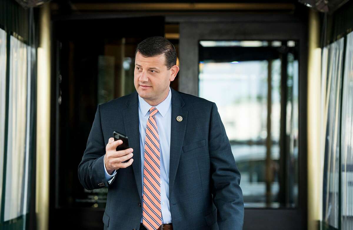 FILE - Rep. David Valadao (R-Calif.) leaves the House Republican Conference meeting at the Capitol Hill Club in Washington, D.C. on Wednesday morning, June 13, 2018.