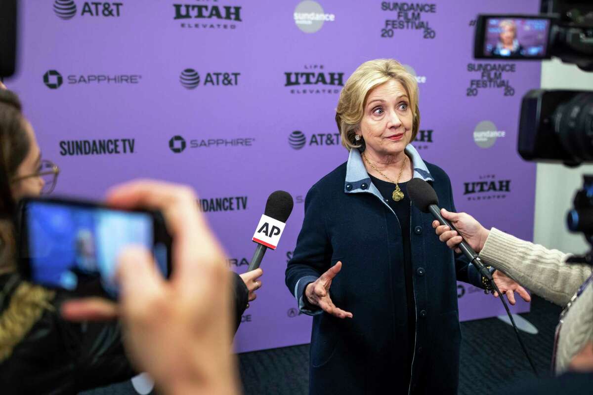 Hillary Clinton attends the premiere of "Hillary" at The Ray Theatre during the 2020 Sundance Film Festival on Saturday, Jan. 25, 2020, in Park City, Utah. (Photo by Charles Sykes/Invision/AP)