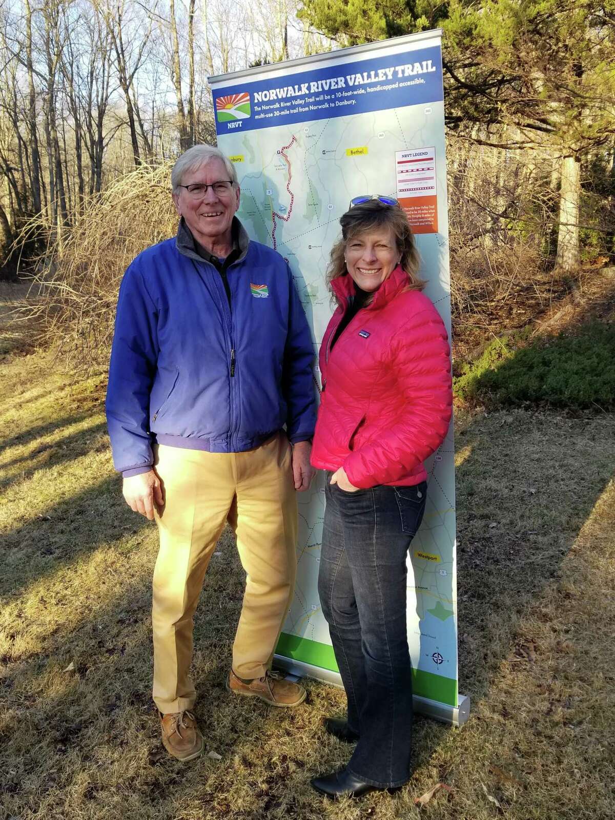 Charlie Taney, left, is the new president of the Norwalk River Valley Trail as Pat Sesto steps down from that position. Taney had been executive director of the trail.