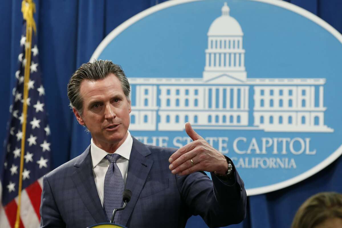 In the aftermath of the first California resident to die from the coronavirus,California Gov. Gavin Newsom declared a statewide emergency to deal with the virus, at a Capitol news conference in Sacramento, Calif., Wednesday, March 4, 2020. The elderly patient died in Placer County, northeast of Sacramento, after apparently contracting the illness on a cruise. (AP Photo/Rich Pedroncelli)