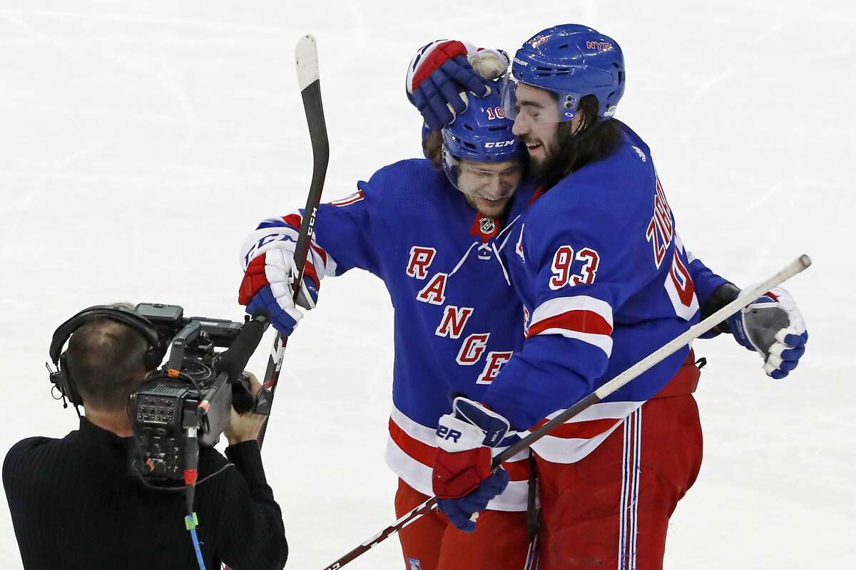 Mika Zibanejad scores five goals to lead Rangers' OT win ...