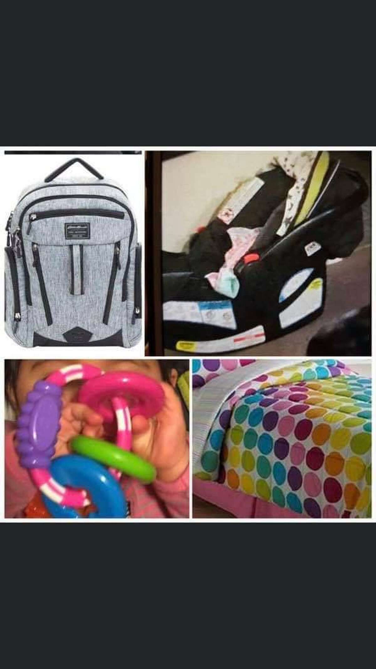 The Eddie Bauer diaper bag, the Graco car seat, the teething ring and the polka dot blanket are items the Ansonia Police believe could lead them to the whereabouts of Vanessa Morales. Anyone finding these items is urged to call the police at 203-735-1885..