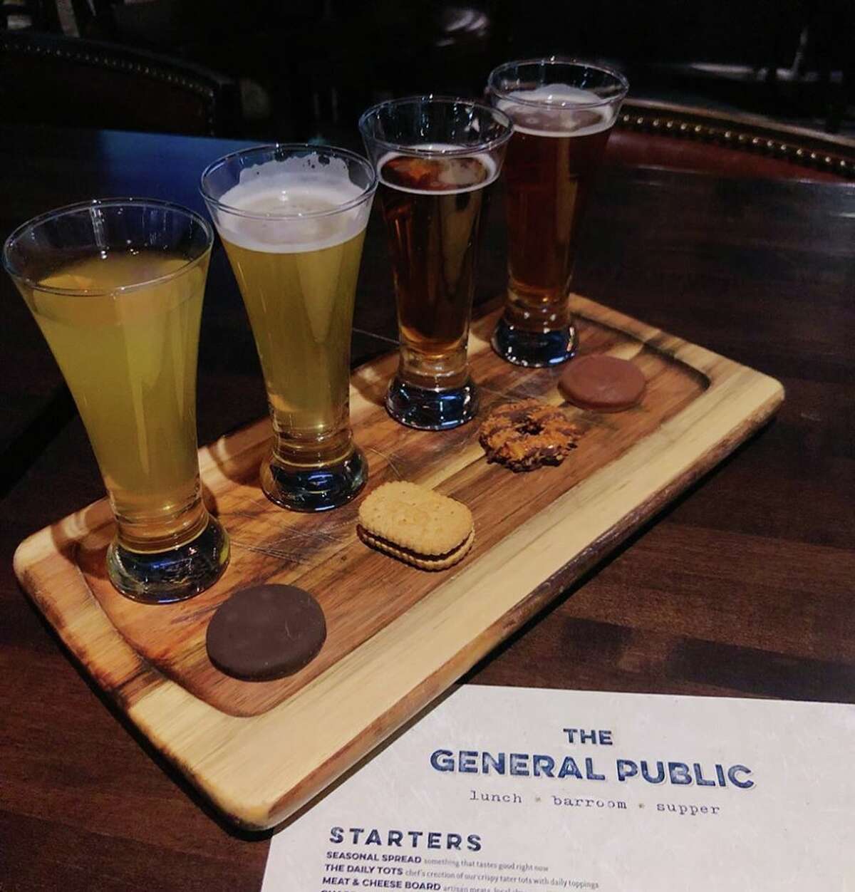 The General Public is offering a flight with four cookies and four beers from Karbach Brewing Company for $10 until March 15. The Rim restaurant and bar describes the offer as the joining of "two irresistible treats." Four options from the Houston-based brewery to complement the flavor profile of Thin Mints, S'mores, Tagalongs and Samoas.