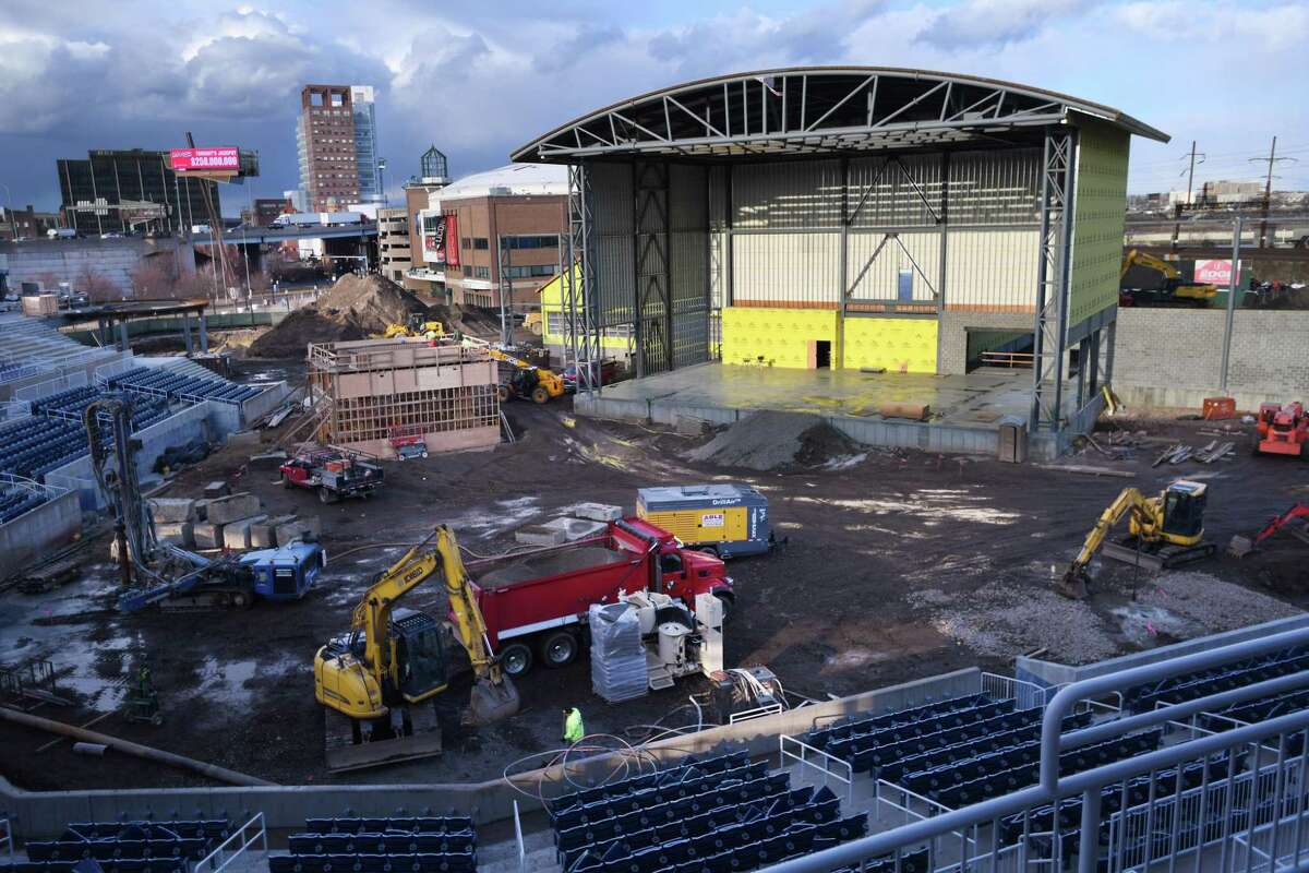 Construction continues on the conversion of the former Ballpark at Harbor Yard to an as-yet-unnamed boutique concert amphitheater in Bridgeport, Conn. on Tuesday, January 07, 2020.