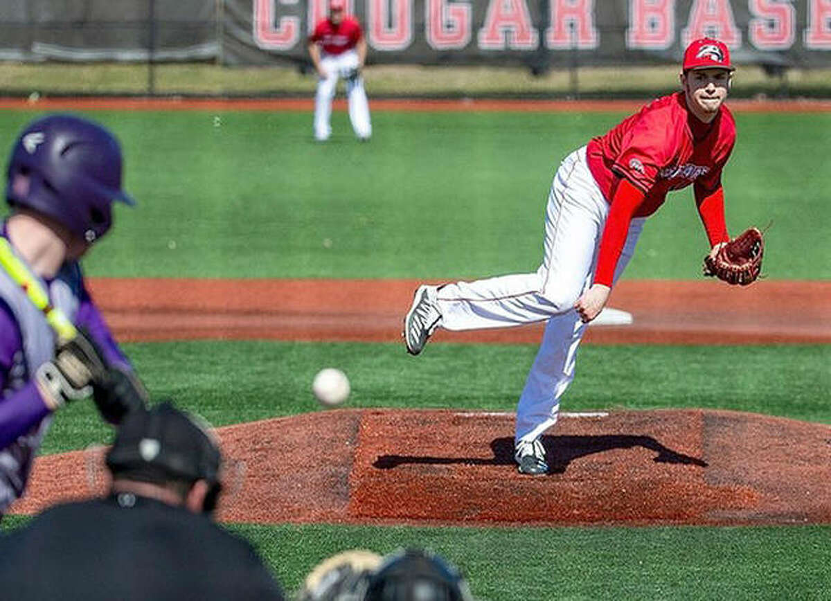 SIUE’s Kenny Serwa punched out 14 Tennessee Tech hitters as the Cougars defeated the Golden Eagles 5-2 in the second game of a three-game series Saturday at Roy Lee Field.