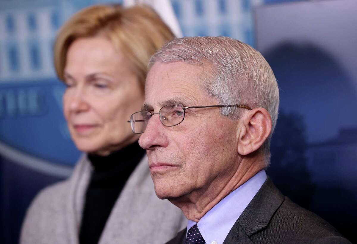 Director of the National Institute of Allergy and Infectious Diseases Dr. Anthony Fauci joins members of the Coronavirus Task Force hold a press briefing at the White House on Friday.
