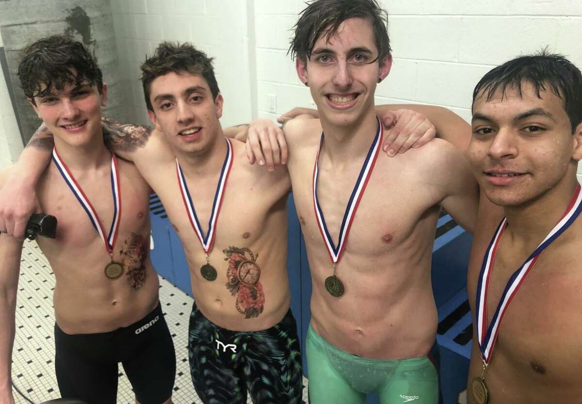 David Datz, Anthony Lemma, Liam Crecca and Raj Padda broke the school record while placing fourth in the 200 medley relay at the FCIAC meet.
