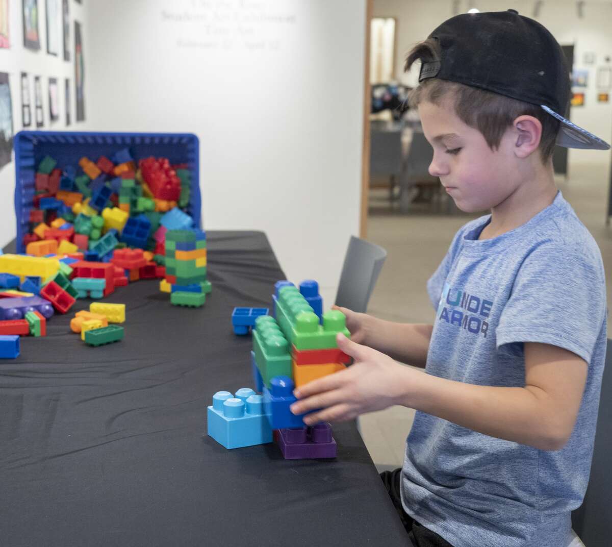 Max Langford builds a tower with blocks 03/10/2020 at Museum of the Southwest Spring Break Camp. Tim Fischer/Reporter-Telegram