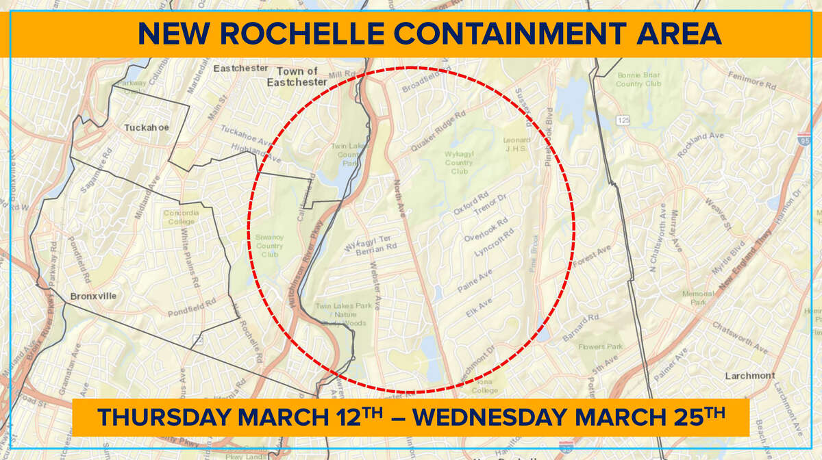A map of the New Rochelle containment area announced by Gov. Andrew Cuomo.