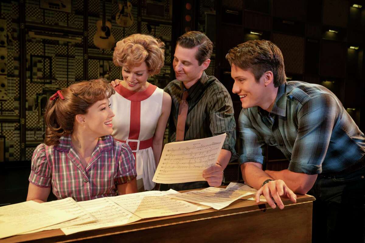“Beautiful — The Carole King Musical” will be onstage at the Toyota Oakdale Theatre in Wallingford, Dec 26 - 29. From left are Kennedy Caughell as Carole King, Kathryn Boswell as Cynthia Weil, James Michael Lambert as Barry Mann, and James D. Gish as Gerry Goffin.