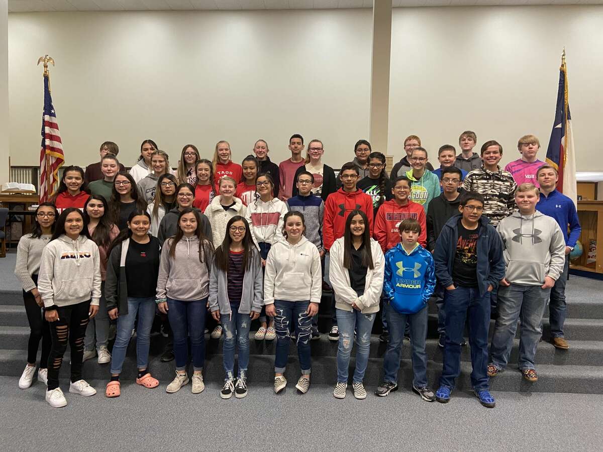 Members of the Plainview National Junior Honor Society pose for a group photo. The NJHS inducted 27 new members last week.