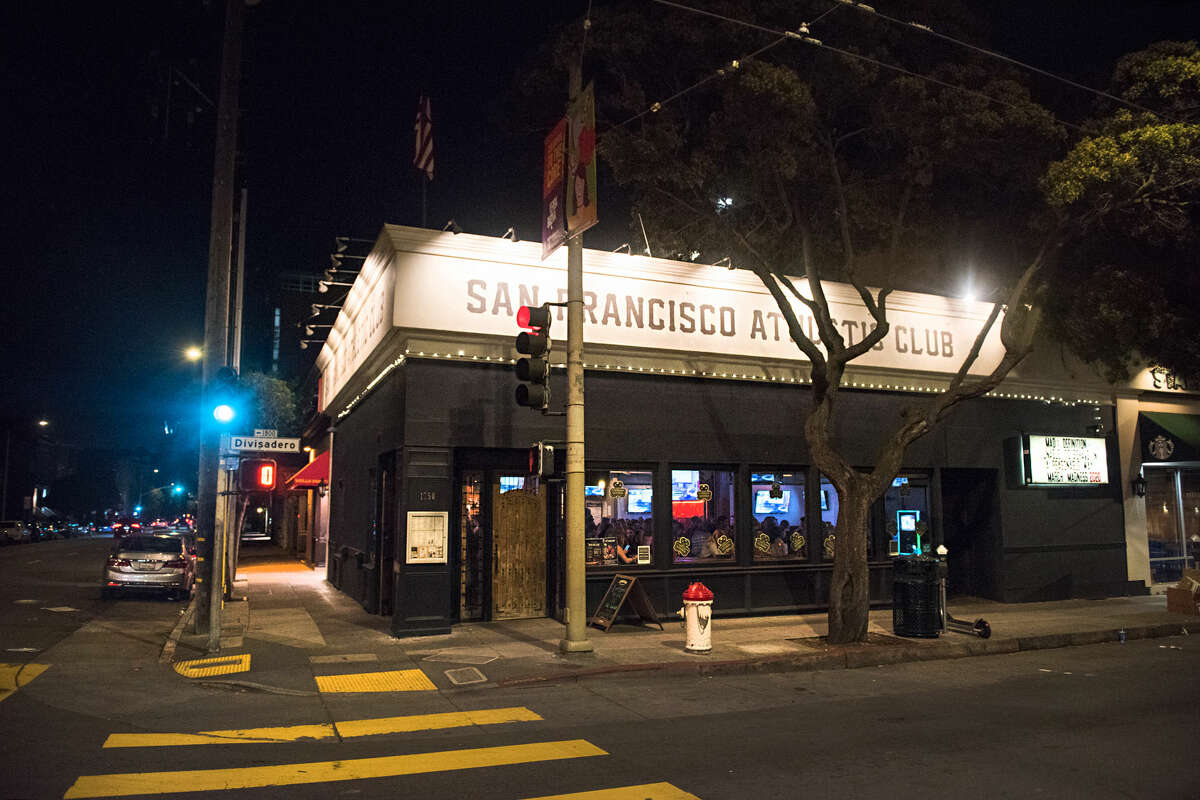 The exterior of San Francisco Athletic Club, one of our favorites in the city to watch the Giants-Dodgers game.