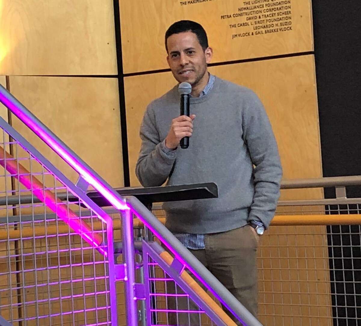 Long Wharf Theatre artistic director Jacob Padrón at the season announcement in March.