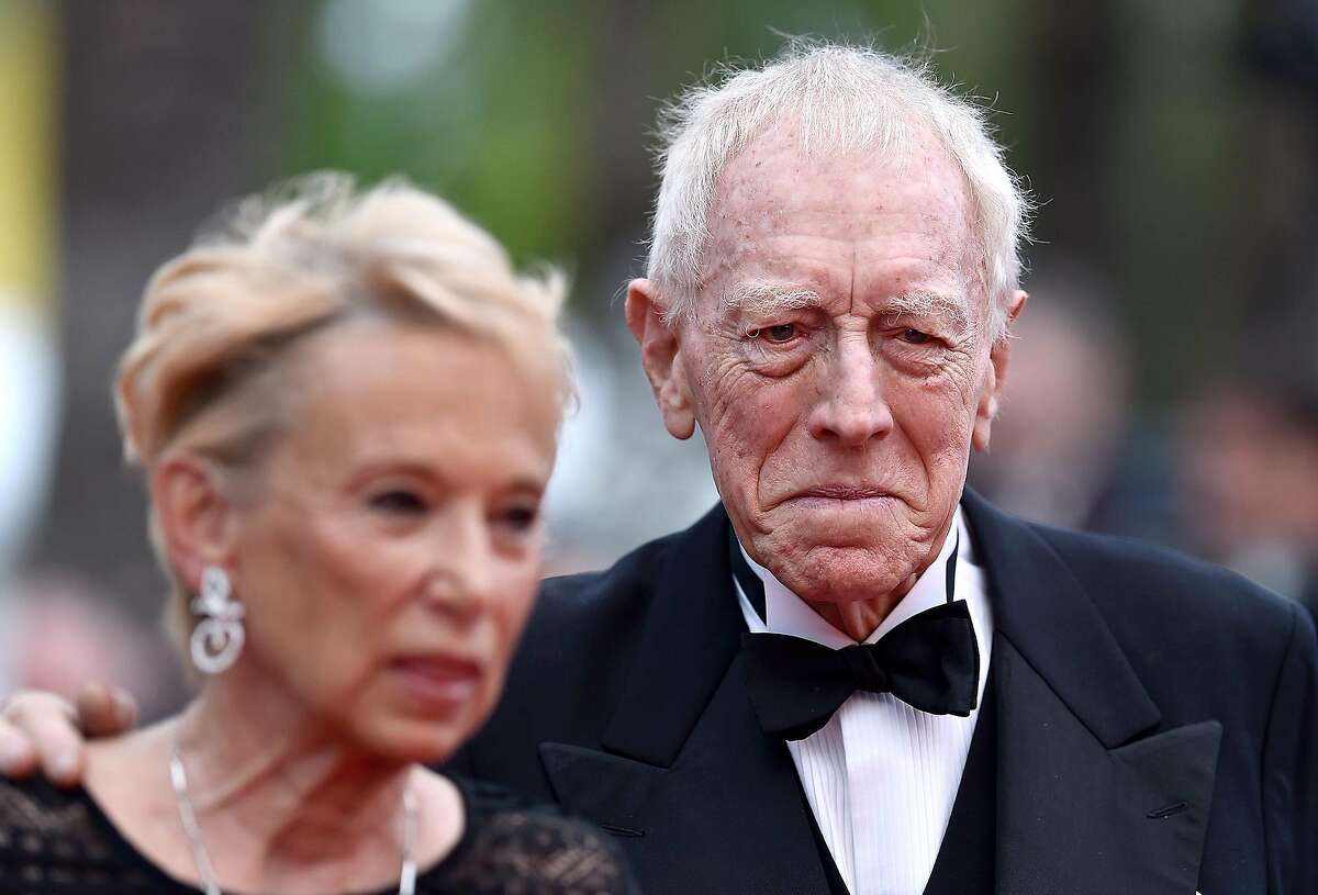 Actor Max Von Sydow and wife Catherine Brelet attend "The BFG (Le Bon Gros Geant - Le BGG)" premiere during the 69th annual Cannes Film Festival at the Palais des Festivals on May 14, 2016 in Cannes, France. (Pascal Le Segretain/Getty Images/TNS)