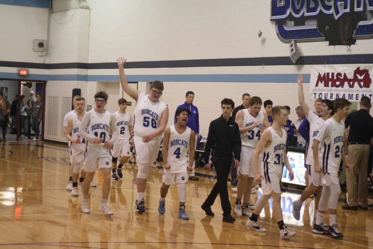 The Brethren boys basketball team edged Onekama in a Division 4 district semifinal on Wednesday, March 11, 2020.