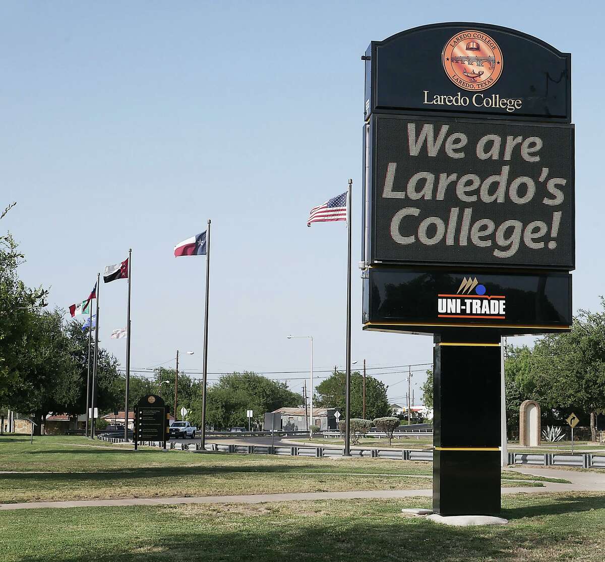 View of the new digital sign at the Laredo College Fort McIntosh Campus as seen Tuesday, July 30, 2019.