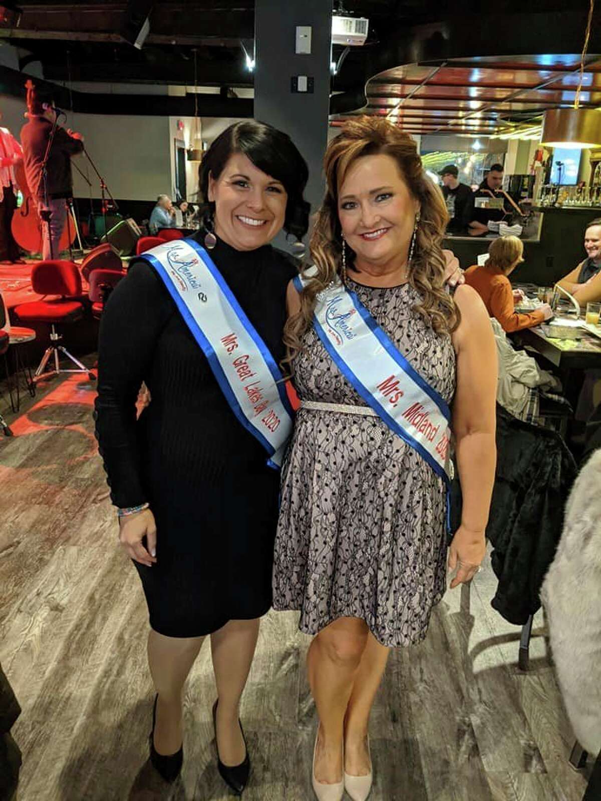 Abby L. Scherzer of Midland, left, and Lisa Miner, Mrs. Midland, both competed in the Mrs. Great Lakes Bay pageant March 7. Scherzer received two awards: Mrs. Congeniality and the Pageant Ambassador Award.. (Photo provided)