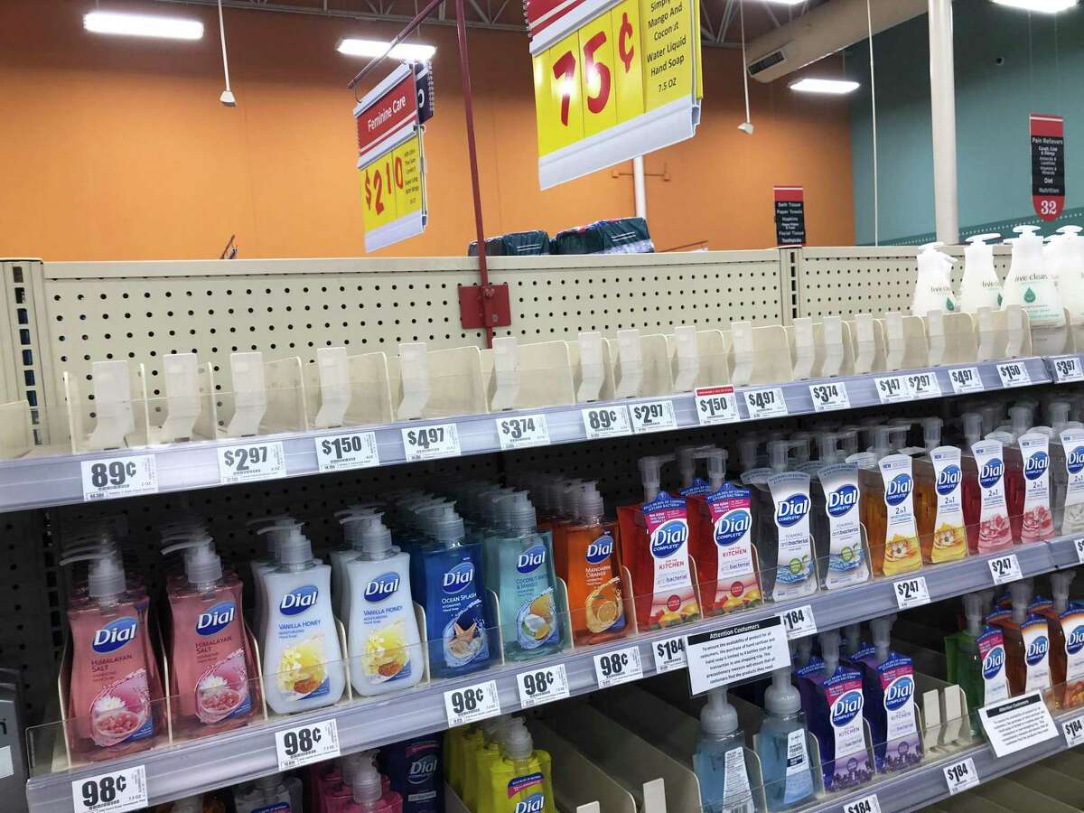 H-E-B responds to panic buying. H-E-B is limiting purchases of certain items during the current coronavirus scare. Here lies an empty shelf where hand sanitizer is normally stocked greets customers Monday, March 2, 2020 at the H-E-B store at Interstate 10 and Wurzbach Parkway.
