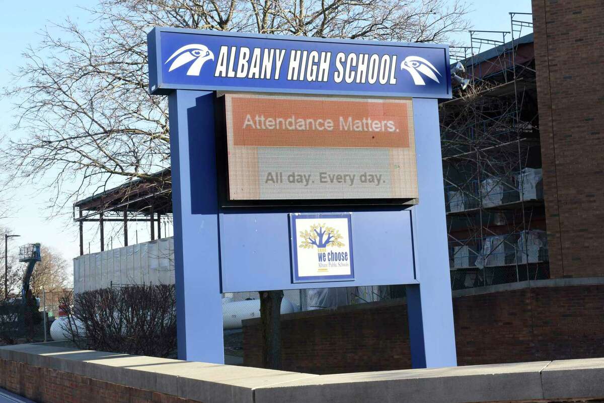 The Albany school district informed its community on Wednesday, Jan. 5, that its schools will switch to remote learning until after the Martin Luther King Jr. holiday due to an increase in COVID-19 cases districtwide. Pictured is the exterior of Albany High School on Friday, March 13, 2020 in Albany, N.Y. (Lori Van Buren/Times Union)(Lori Van Buren/Times Union)