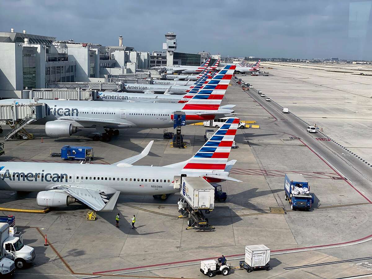 American Airlines planes are seen at Miami International Airport (MIA) in Miami, Florida, March 3, 2020.