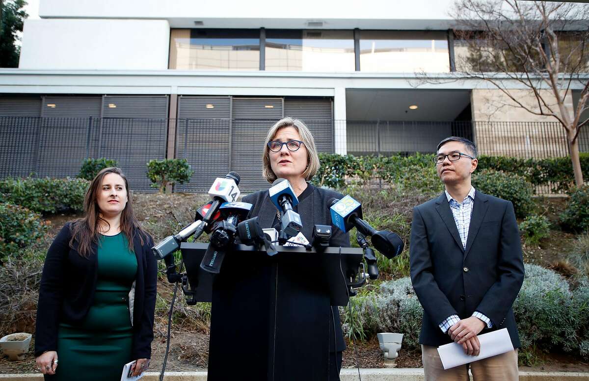 (Left-right) Santa Clara Public health staff Marianna Moles, Director of public health Dr. Sara Cody and Dr. George Han, are photographed during a press conference confirming a case of coronavirus infection in Santa Clara County. At Santa Clara County Public Health in San Jose, Calif., Friday, Jan. 31, 2020.