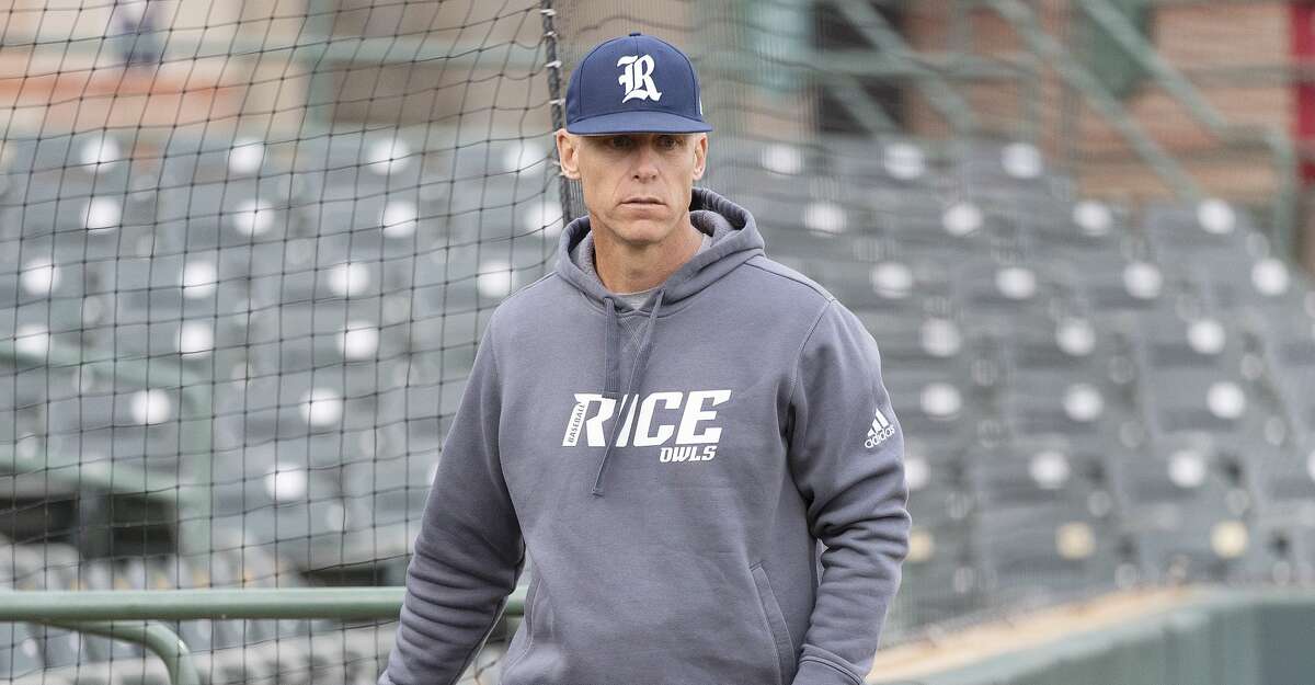 Rice University's new head baseball coach, Matt Bragga, during practice at the school on Wednesday, Feb. 13, 2019 in Houston.