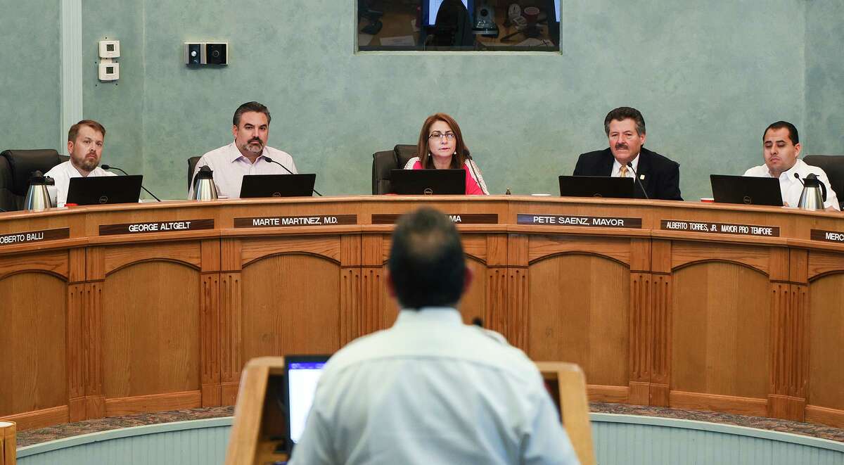 Former Fire Chief Steve Landin speaks to city council members in this March 13, 2020 photo. Council members discussed Monday the possibility of lowering property tax rates this year.
