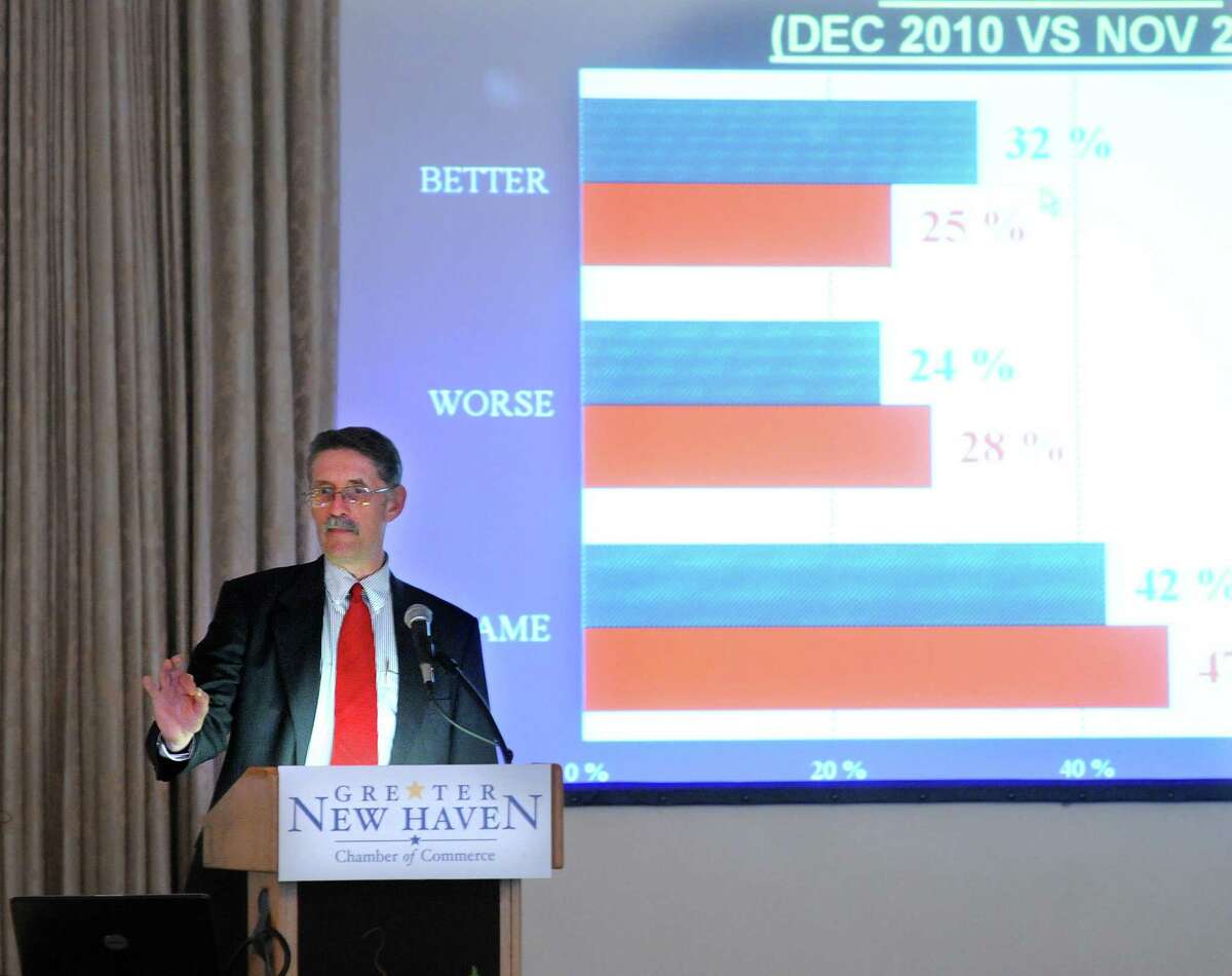 In this file photo Donald Klepper-Smith, chief economist & director of research DataCore Partners LLC, speaks to the Greater New Haven Chamber of Commerce 2012.