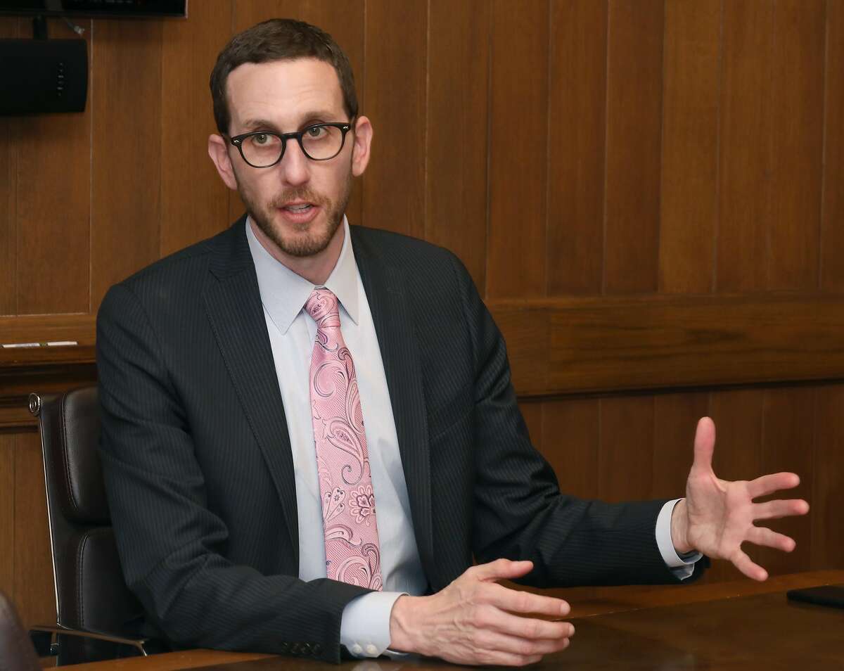 Senator Scott Wiener comes in to talk to the editorial board at the Chronicle on Friday, Jan. 10, 2020, in San Francisco, Calif.