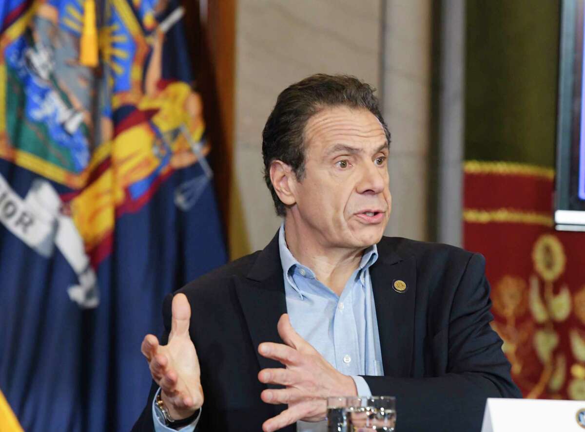 Governor Andrew Cuomo speaks at a press conference to talk about COVID-19 cases in the state on Sunday, March 15, 2020, in Albany, N.Y. (Paul Buckowski/Times Union)