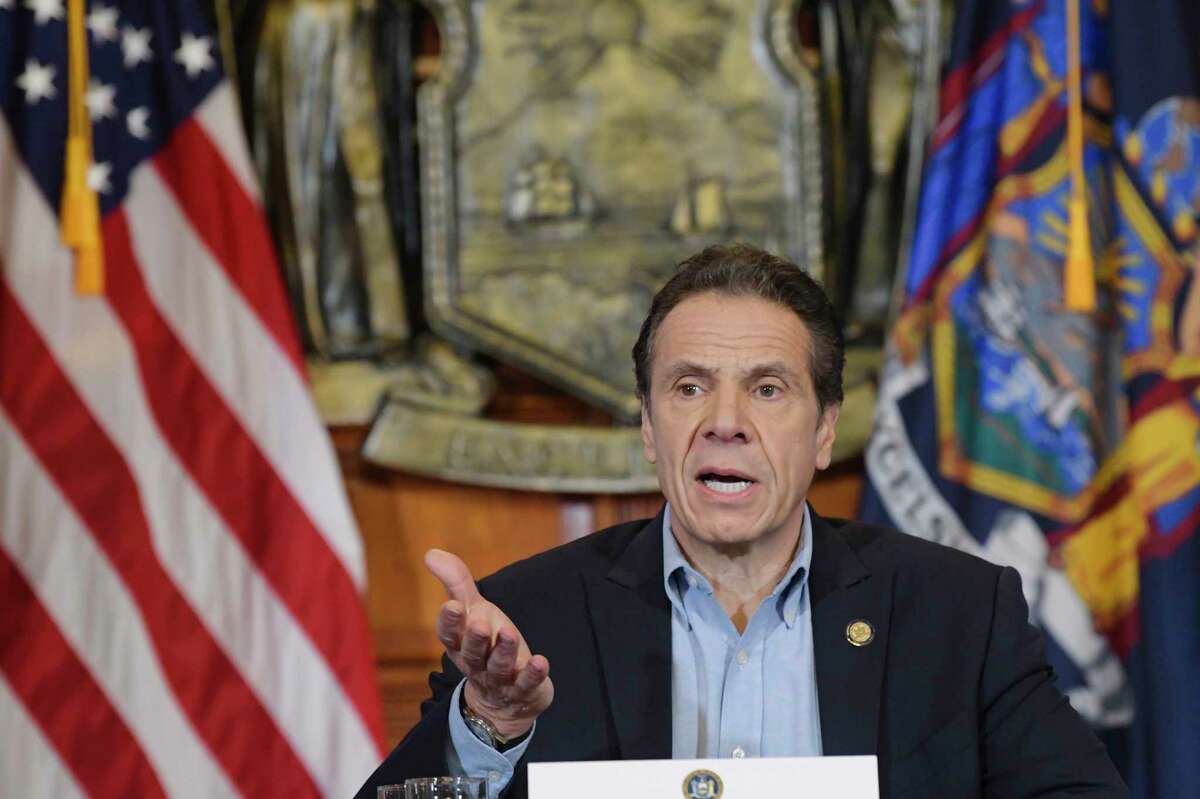 Governor Andrew Cuomo speaks at a press conference to talk about COVID-19 cases in the state on Sunday, March 15, 2020, in Albany, N.Y. (Paul Buckowski/Times Union)