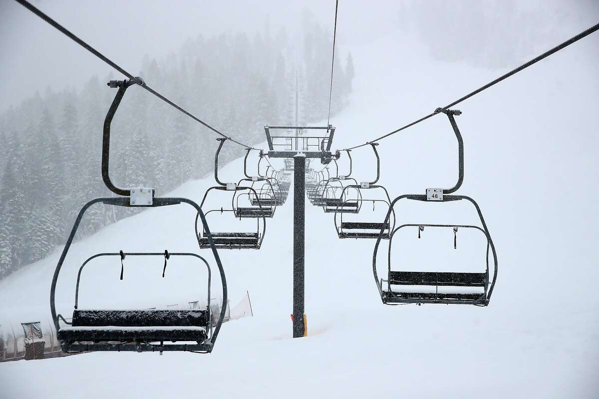 OLYMPIC VALLEY, CALIFORNIA - MARCH 14: A view of empty ski chair lift at Squaw Valley Resort on March 14, 2020 in Olympic Valley, California Alterra Mountain Company, which owns Squaw Valley Resort, will suspend operations at all 15 of their North American ski resorts, starting the morning of Sunday, March 15, until further notice because of the Coronavirus (COVID-19) outbreak. (Photo by Ezra Shaw/Getty Images North America) ***BESTPIX***