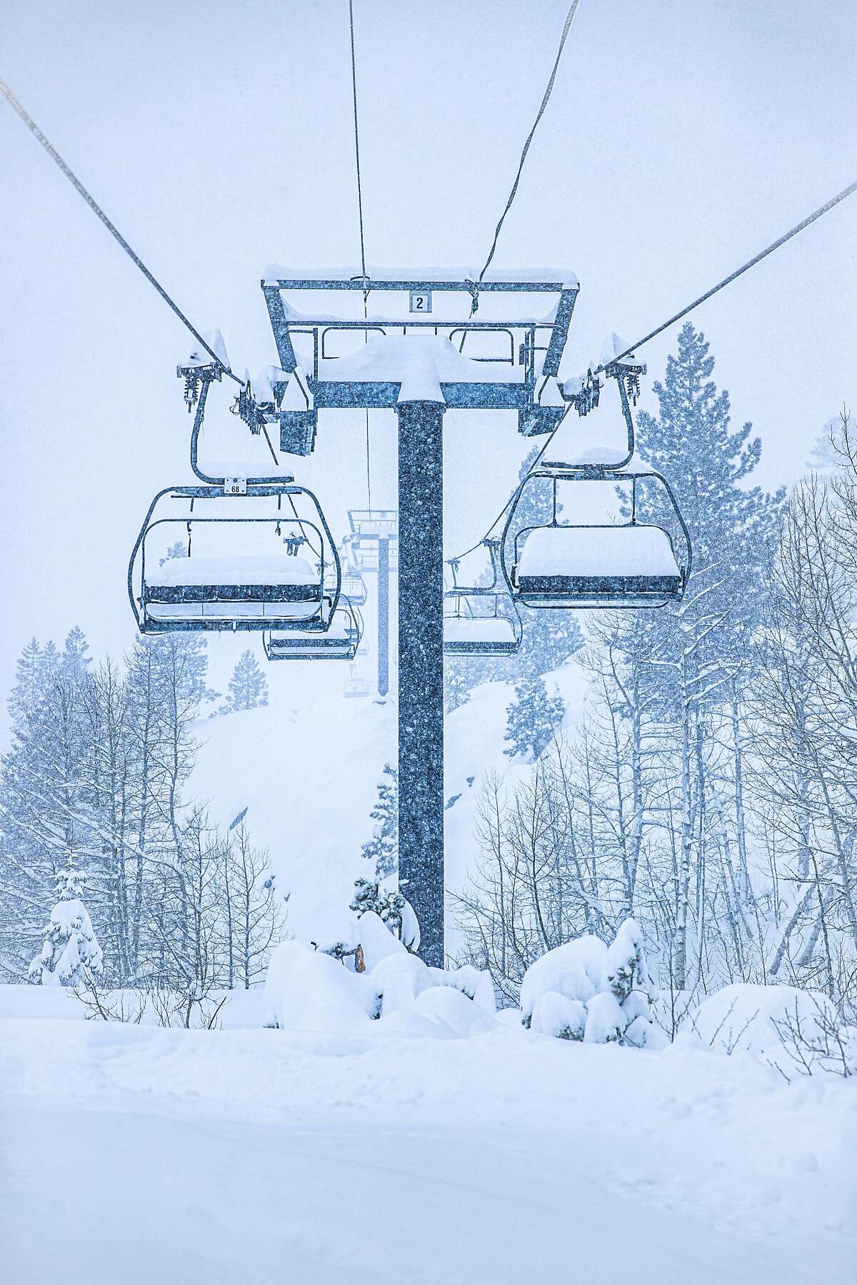 Squaw Valley base area on Sunday March 15, 2020. Most Lake Tahoe ski resorts have shut down due to coronavirus fears.