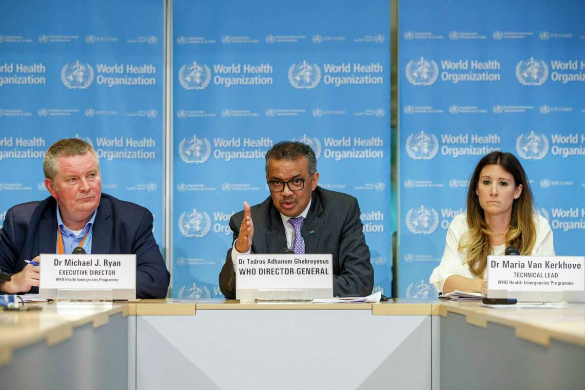 In this file photo, Tedros Adhanom Ghebreyesus, director general of the World Health Organization speaks during a news conference on updates regarding COVID-19, at the WHO headquarters in Geneva, Switzerland, on March 9, 2020.