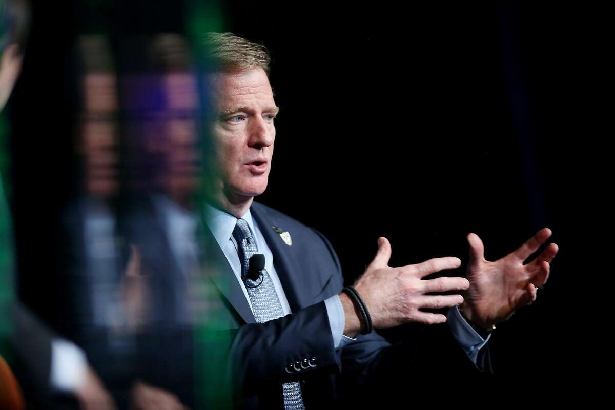 LAS VEGAS, NEVADA - JANUARY 17: NFL Commissioner Roger Goodell speaks during a fireside chat at the Preview Las Vegas business forecasting event at Wynn Las Vegas on January 17, 2020 in Las Vegas, Nevada. The Oakland Raiders will relocate to Las Vegas at