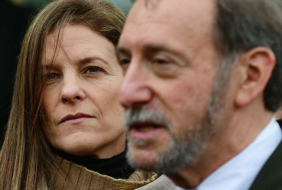 Michelle Troconis, charged with conspiracy to commit murder in the disappearance of Jennifer Dulos, with her attorney Jon L. Schoenhorn following her last court appearance in February. Photo: Erik Trautmann / Hearst Connecticut Media / Norwalk Hour