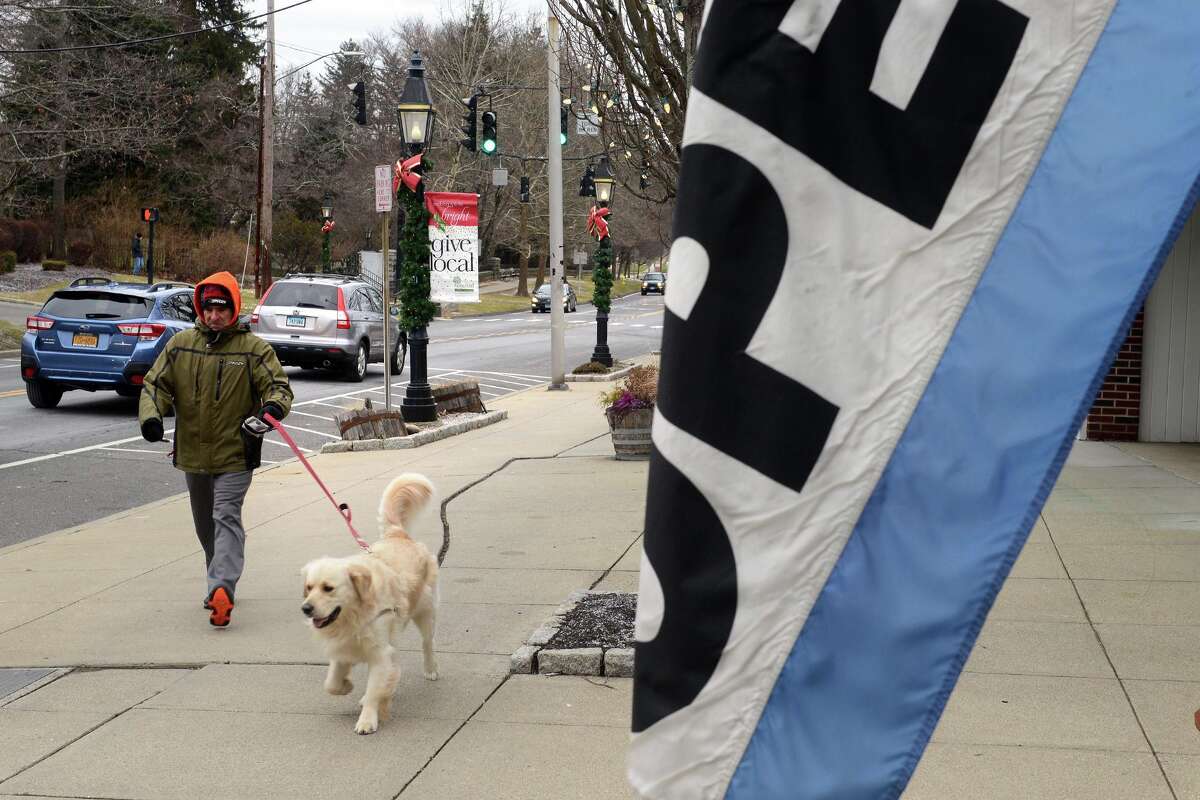 The scene on a quiet Sunday morning along Main Street, in Ridgefield, Conn. Dec. 30, 2018.