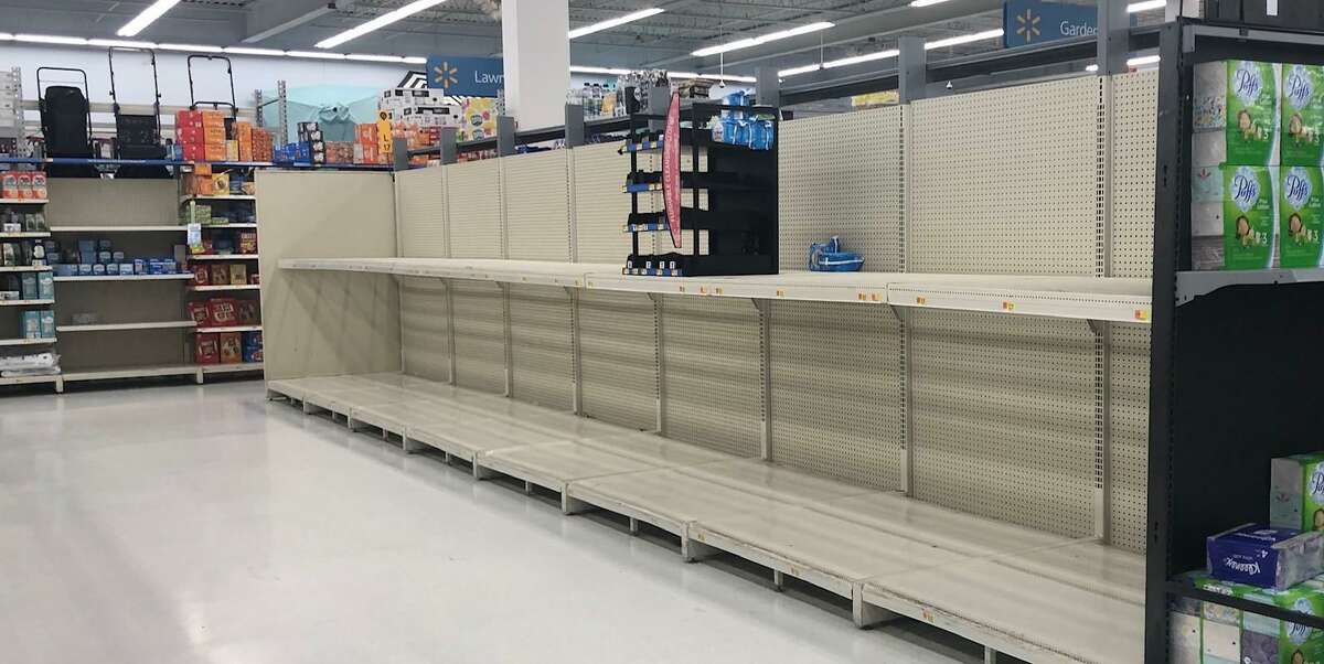 There was no sign of toilet paper on the shelves of Walmart in New Milford March 8, a result of customers planning for quarantine, a result of the novel coronavirus outbreak. Although store shelves are replenished, products are sold out again quickly.