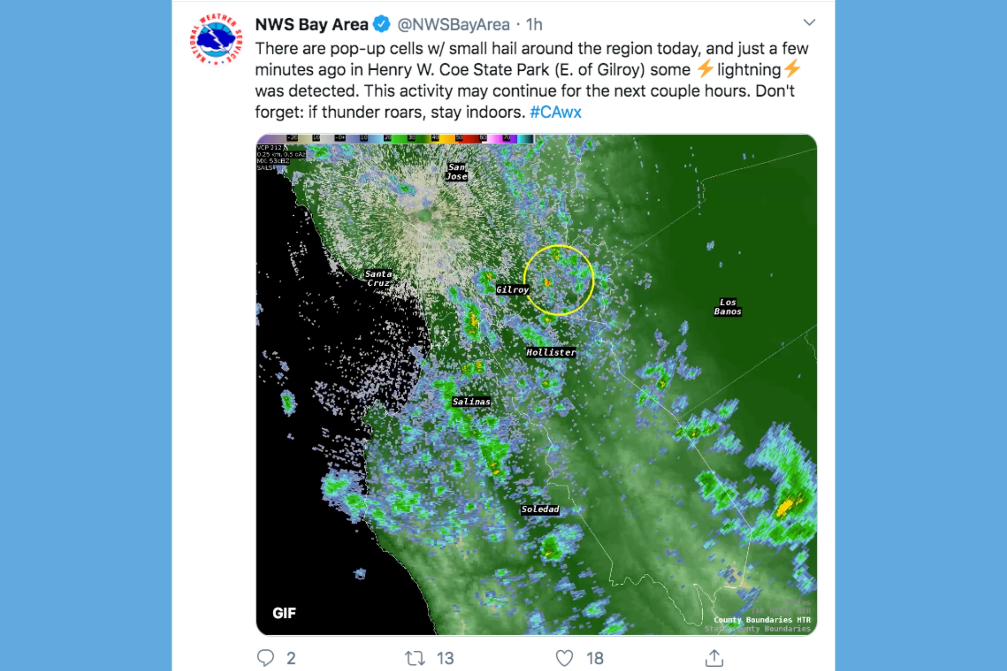 Popup storm cells deliver hail, lighting and torrential rainfall