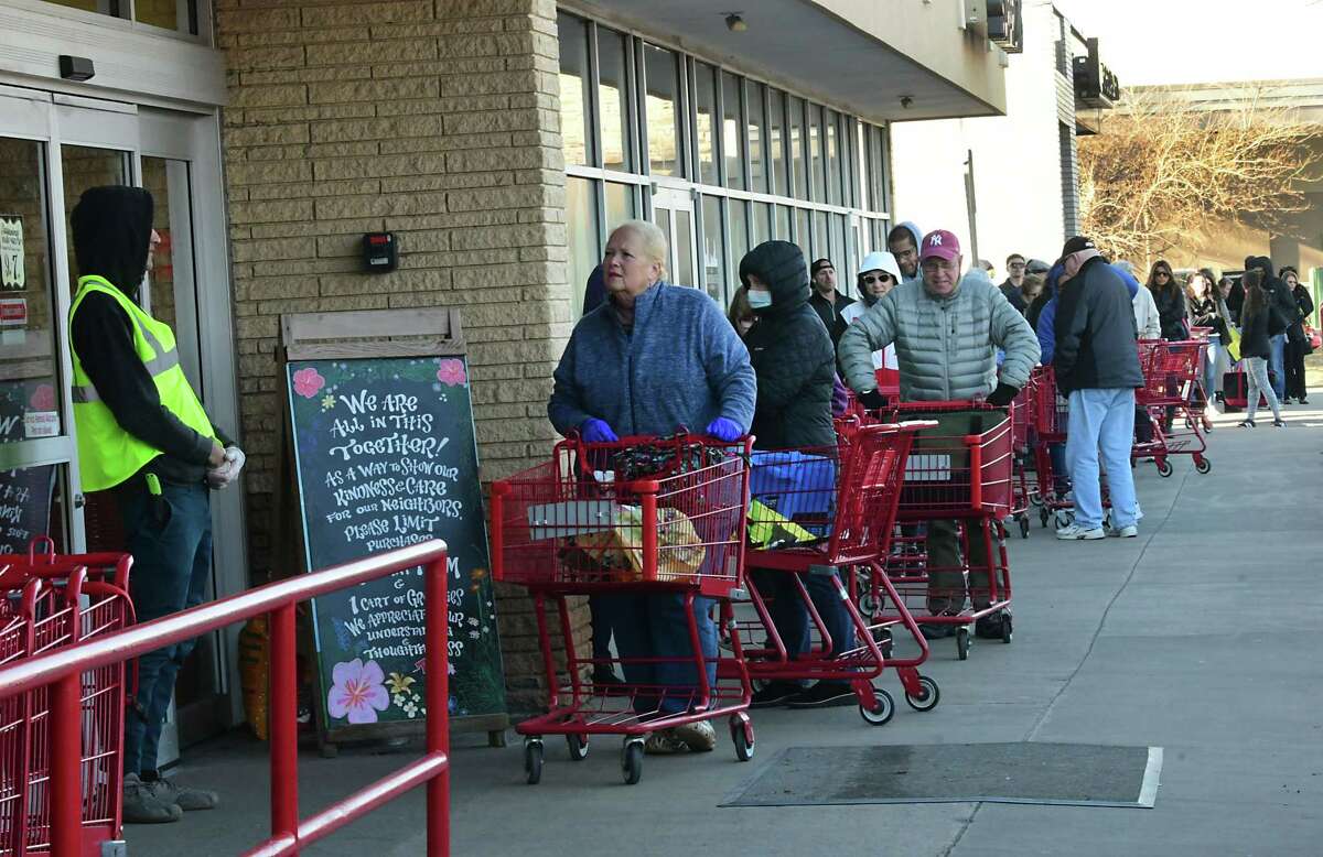 Avoid the lines. As COVID-19 continues to spread throughout the country, Americans are rethinking the way we do many things, including shop for groceries. In an effort to stay isolated, many are taking advantage of grocery delivery services. Click through the photos to see options for getting your groceries delivered. People line up outside of Trader Joe's before they open for the day on Wednesday, March 18, 2020 in Colonie, N.Y. (Lori Van Buren/Times Union)