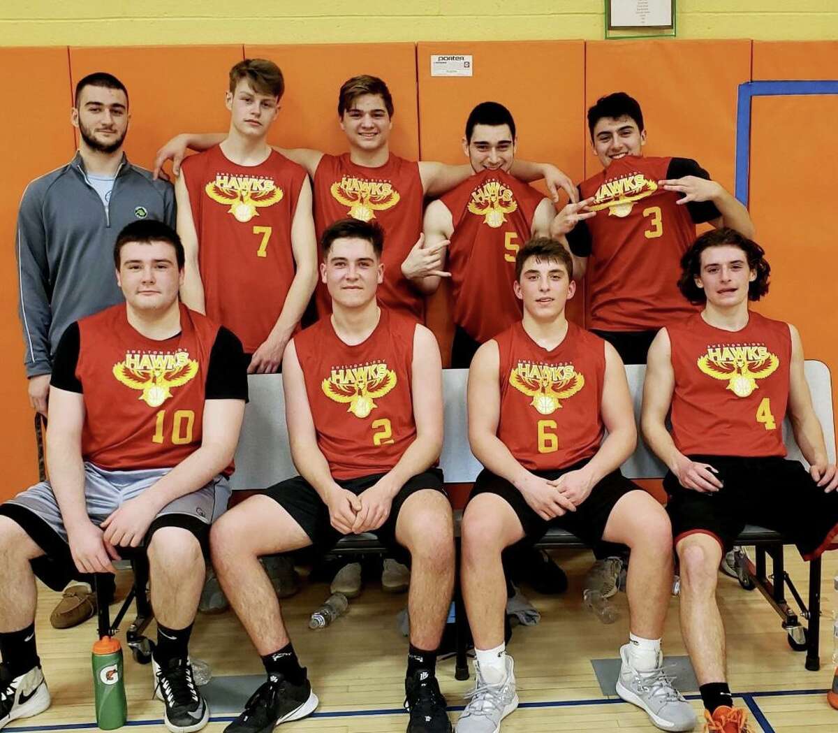 The Hawks won The Senior Cousy basketball championship. Coached by Luke Riccio, who also won a championship in his years playing, the Hawks were led by Michael Wilson, Kyle St. Pierre, Jared Sedlock, and Billy Zaccagnini; (second row) coach Riccio, Conner McGuire, Tim Santos, John Riccio and Chris Zarro.