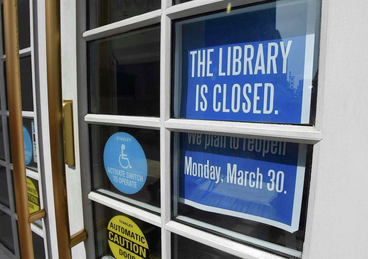 The Ferguson Library is closed on March 18, 2020 in Stamford, Connecticut. The library will remain closed for the next several weeks in response to the on going COVID-19 Pandemic.
