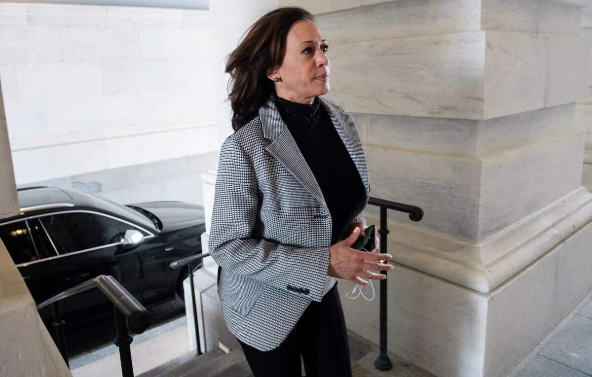 US Senator Kamala Harris, Democrat of California, arrives for a series of votes related to a bill in response to COVID-19, the novel coronavirus, at the US Capitol in Washington, DC, March 18, 2020. - The US Senate easily passed a $100 billion emergency package on March 18 to help American workers hit hard financially by the coronavirus crisis. (Photo by SAUL LOEB / AFP) (Photo by SAUL LOEB/AFP via Getty Images)