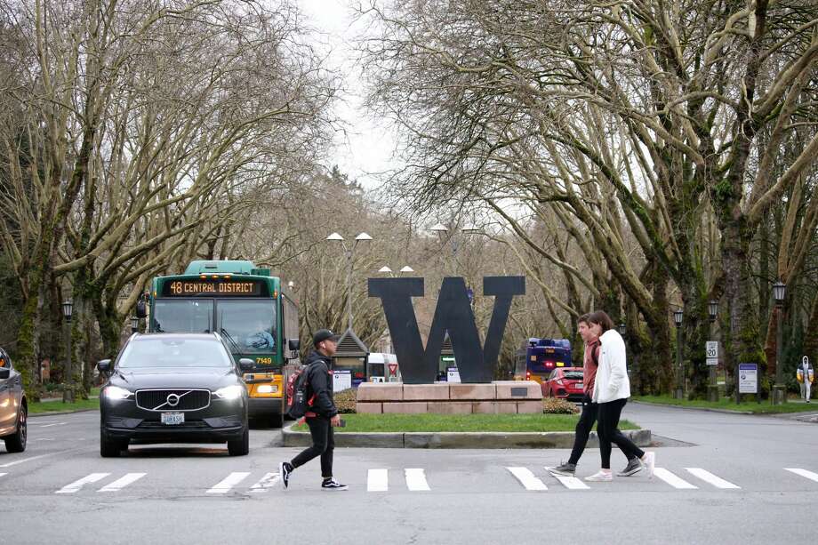 SEATTLE, WA - MARCH 06: Students at the University of Washington are on campus for the last day of in-person classes on March 6, 2020 in Seattle, Washington. The University will close starting Monday, March 9, as a precautionary reaction to the novel coronavirus, COVID-19, outbreak for the remainder of the winter quarter. (Photo by Karen Ducey/Getty Images) Photo: Karen Ducey/Getty Images