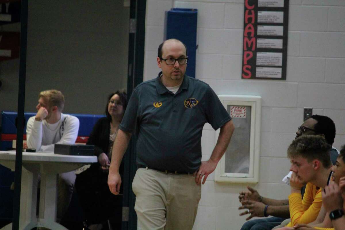 Baldwin boys coach Jason Eads paces the sidelines during district action. (Star photo/John Raffel)