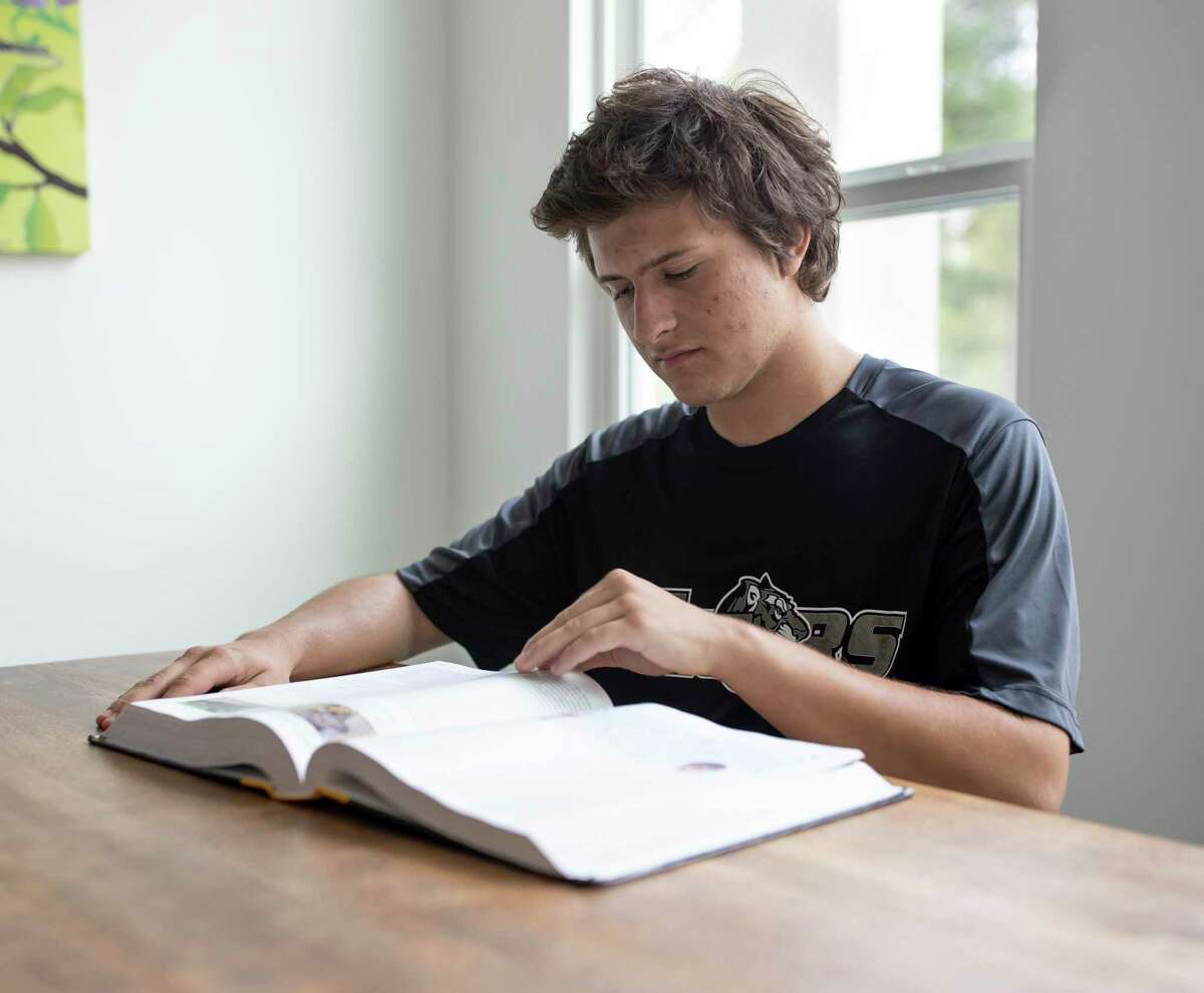 Devin McGuyer, senior at Conroe High School, prepares for his upcoming AP exam while uncertain how COVID-19 will effect testing, Tuesday, March 17, 2020. McGuyer is among many seniors in Conroe ISD who feel uncertain what steps the district will take regarding the rest of their senior year.